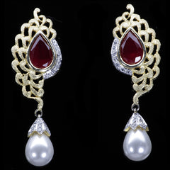 Pearl Drop Ruby Earrings