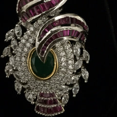 Emerald necklace set with hint of Ruby stones