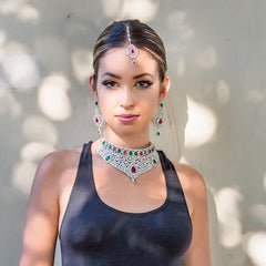 Ruby Emerald Necklace Set