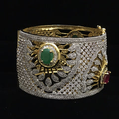 Elegant Ruby and Emerald Cuff