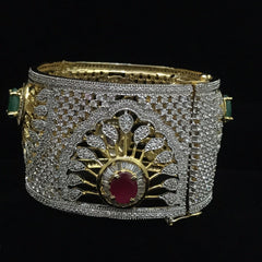 Elegant Ruby and Emerald Cuff
