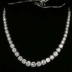 Rhodium Solitaire String Necklace Set