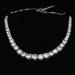 Rhodium Solitaire String Necklace Set